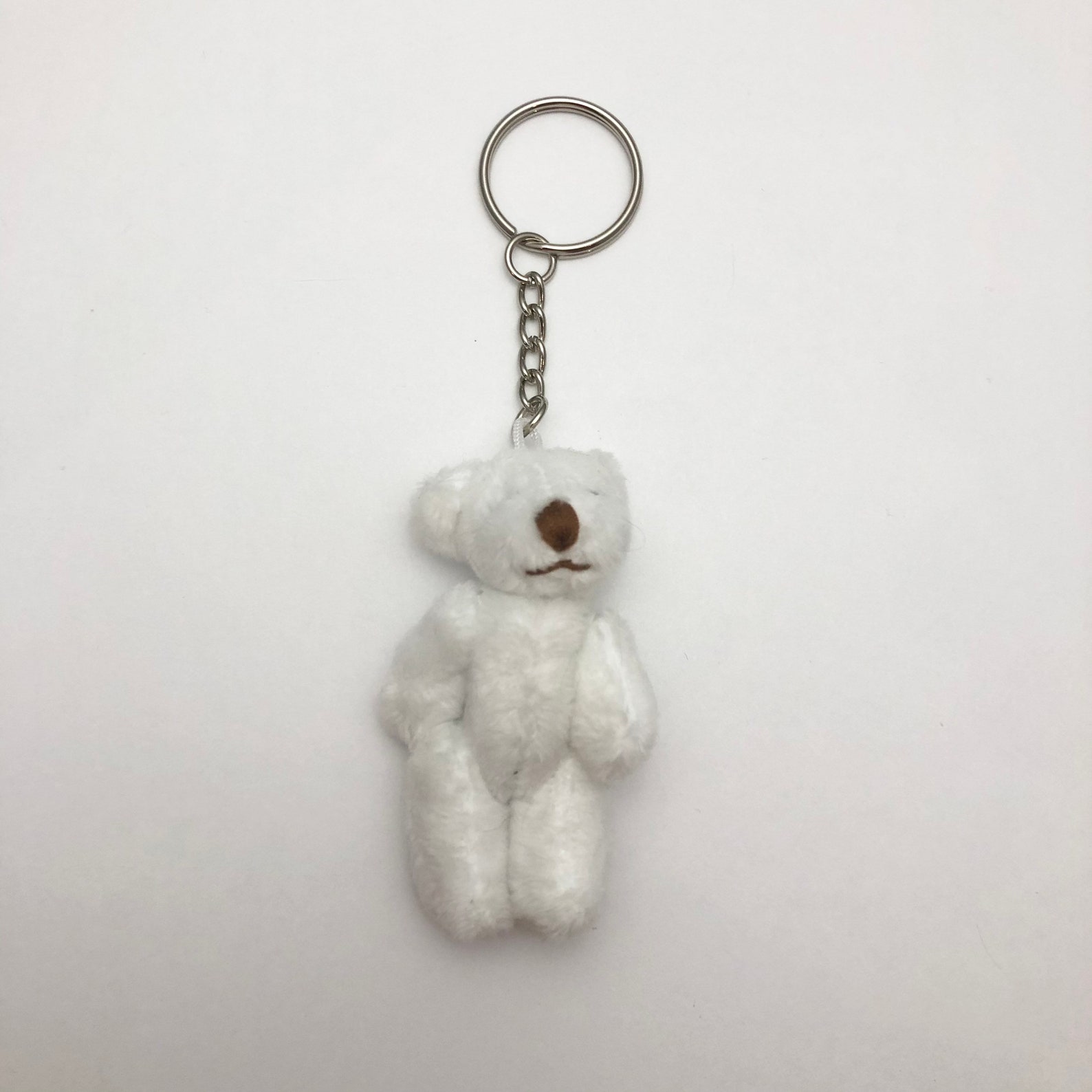 White teddy bear keyring keychain | Etsy