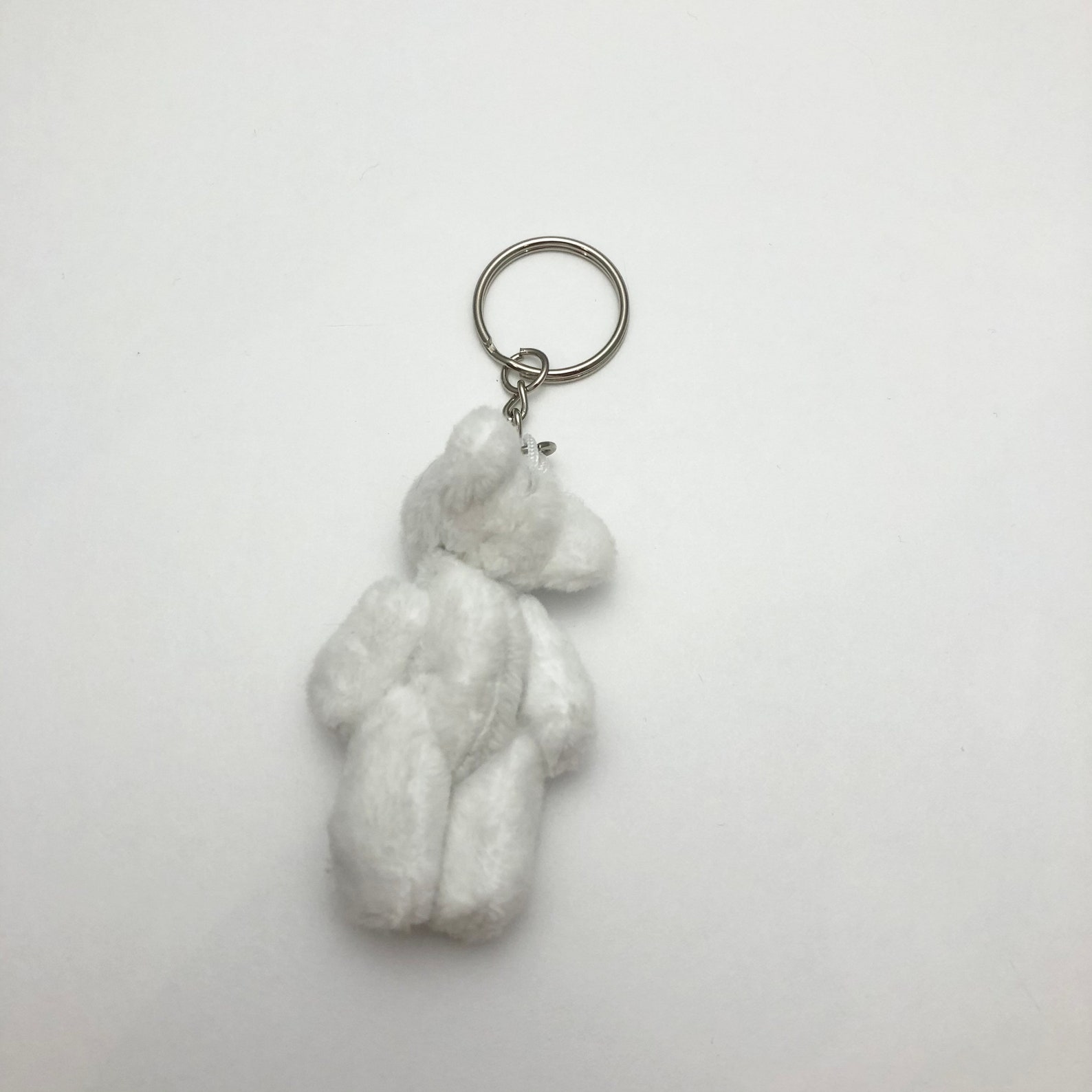 White teddy bear keyring keychain Etsy