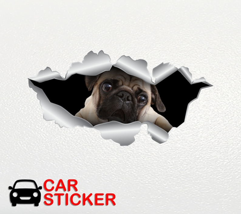 Pug Car Decal Dog Sticker Pug Sticker Car Stickers 3D Sticker Etsy
