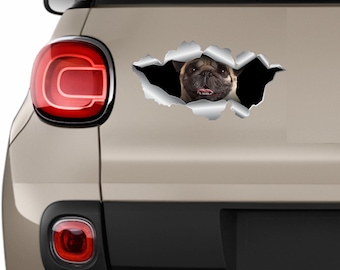 Pug sticker Car stickers Pug car decal 3D sticker Car decoration Pet stickers Dog sticker Dog decal Animals decals Puppy stickers lover 161