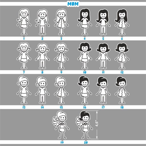 Pegatinas familiares Pegatina de coche Familia de palos Pegatinas de  ventanas clipart familiares Calcomanías de coche familiares Figura de palo Familia  pegatinas de parachoques Familia -  México