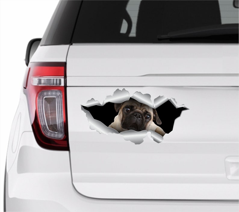 Pug Car Decal Dog Sticker Pug Sticker Car Stickers 3D Sticker Etsy