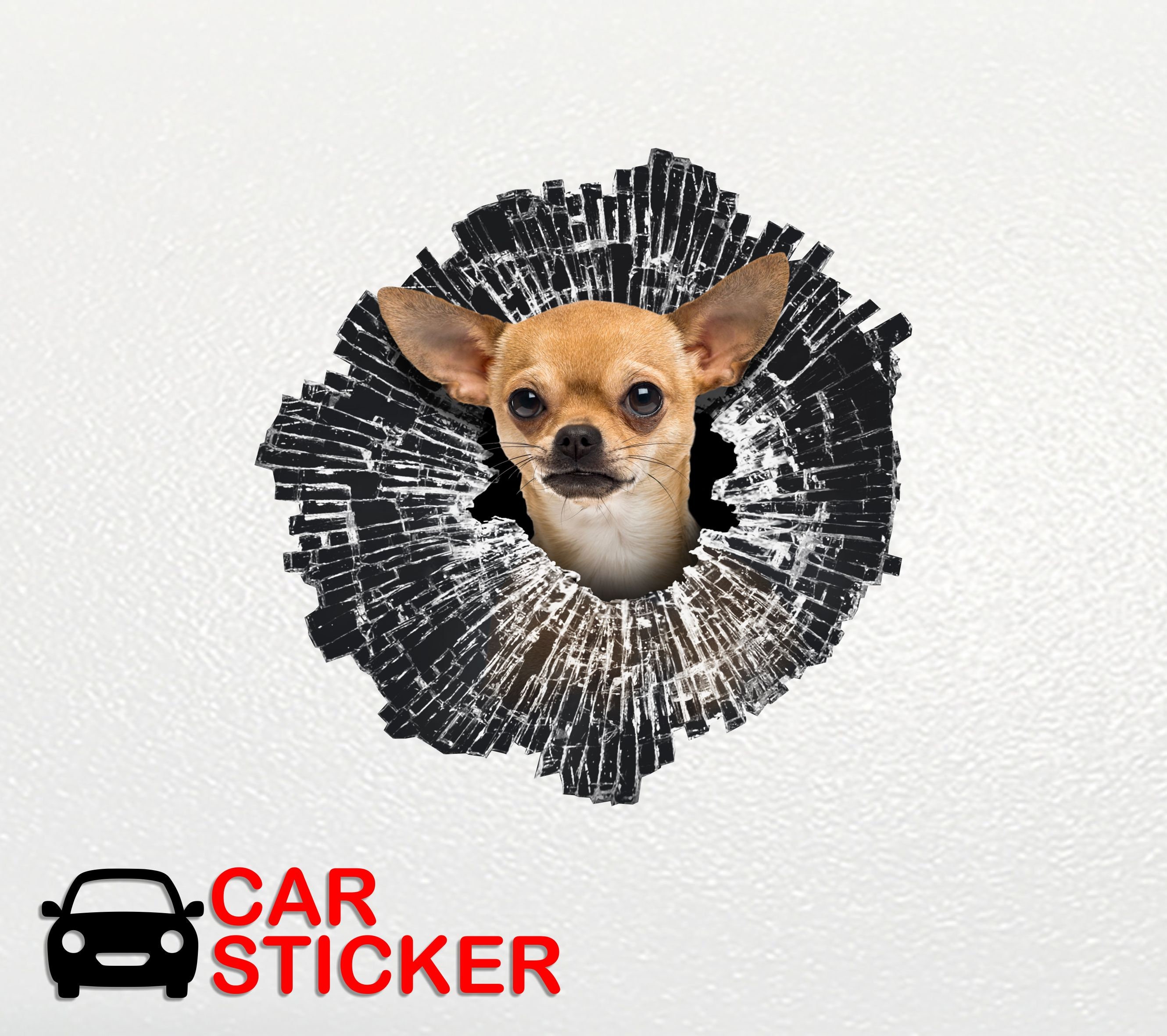 Chihuahua Crack Decal Super Cute Custom Sticker Maker, Dog 3D Vinyl Sticker