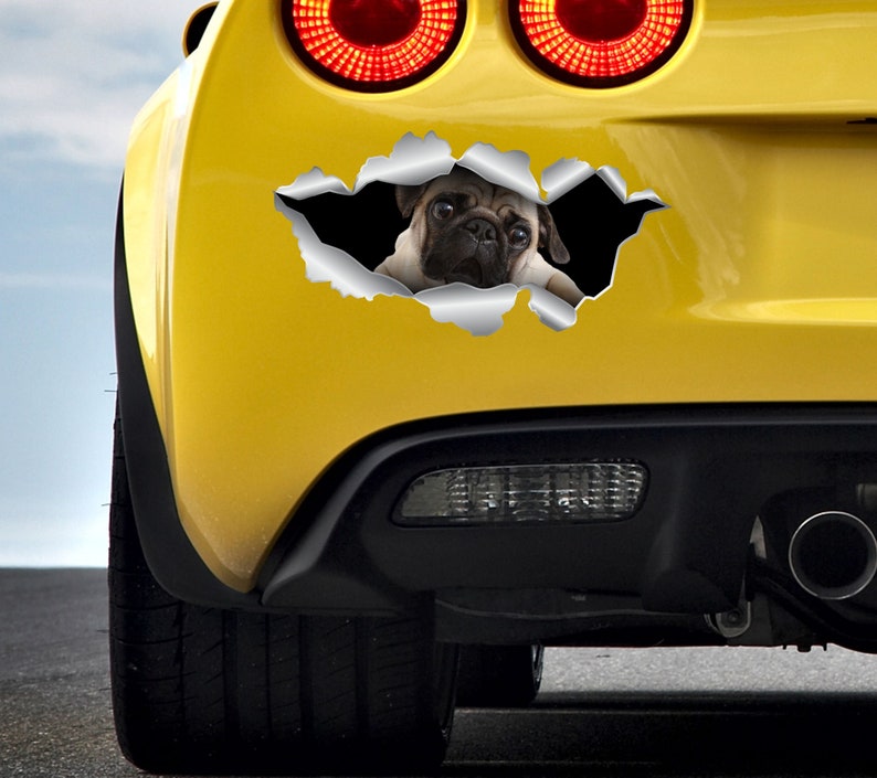 Pug Car Decal Dog Sticker Pug Sticker Car Stickers 3D Sticker Etsy