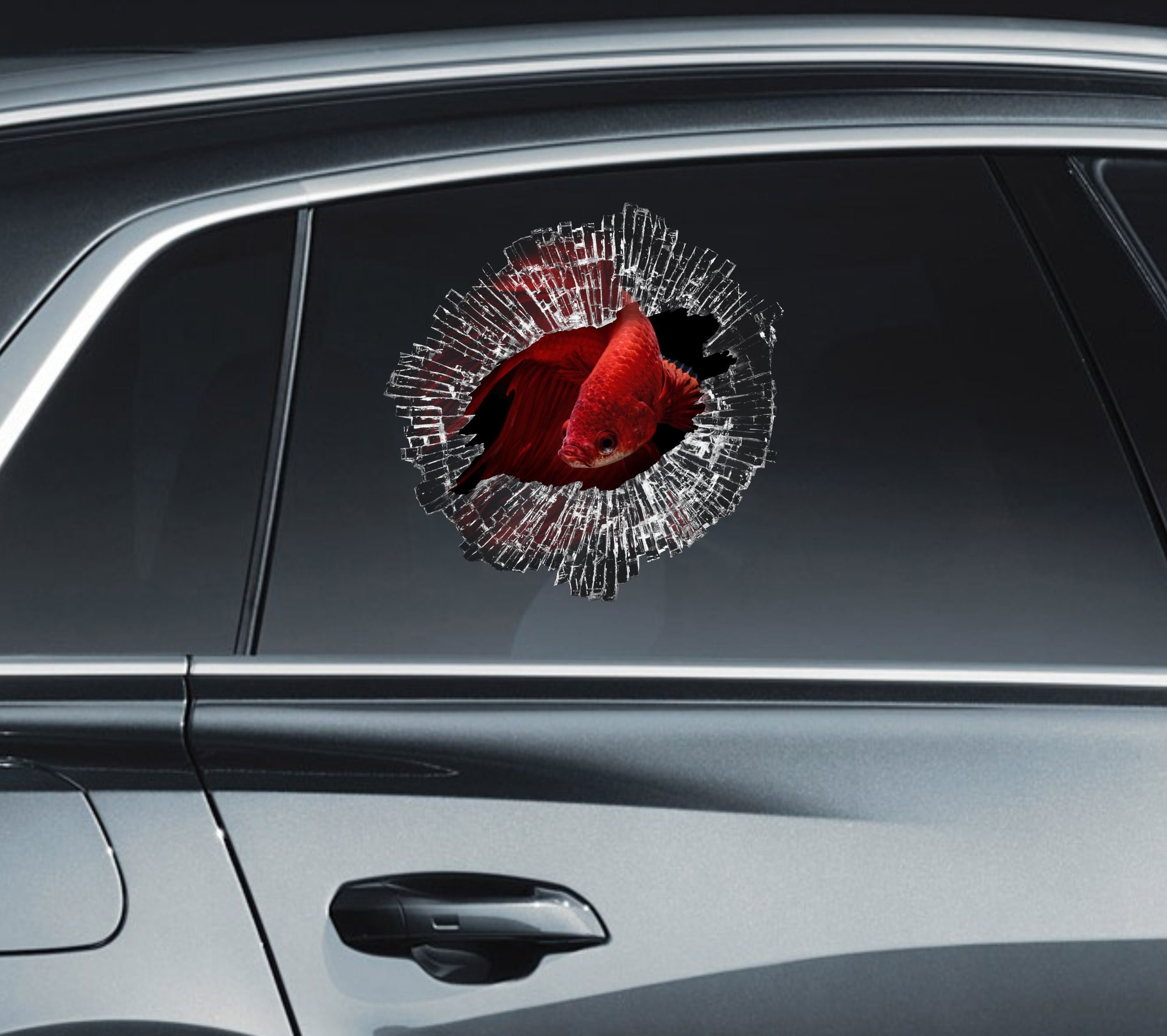 Broken Car Window Red