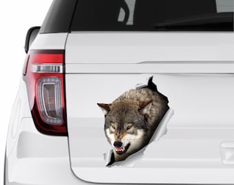 Wütender Wolf Autoaufkleber 35,6cm - 3D Fensteraufkleber Aus Vinyl Für Auto & Laptop