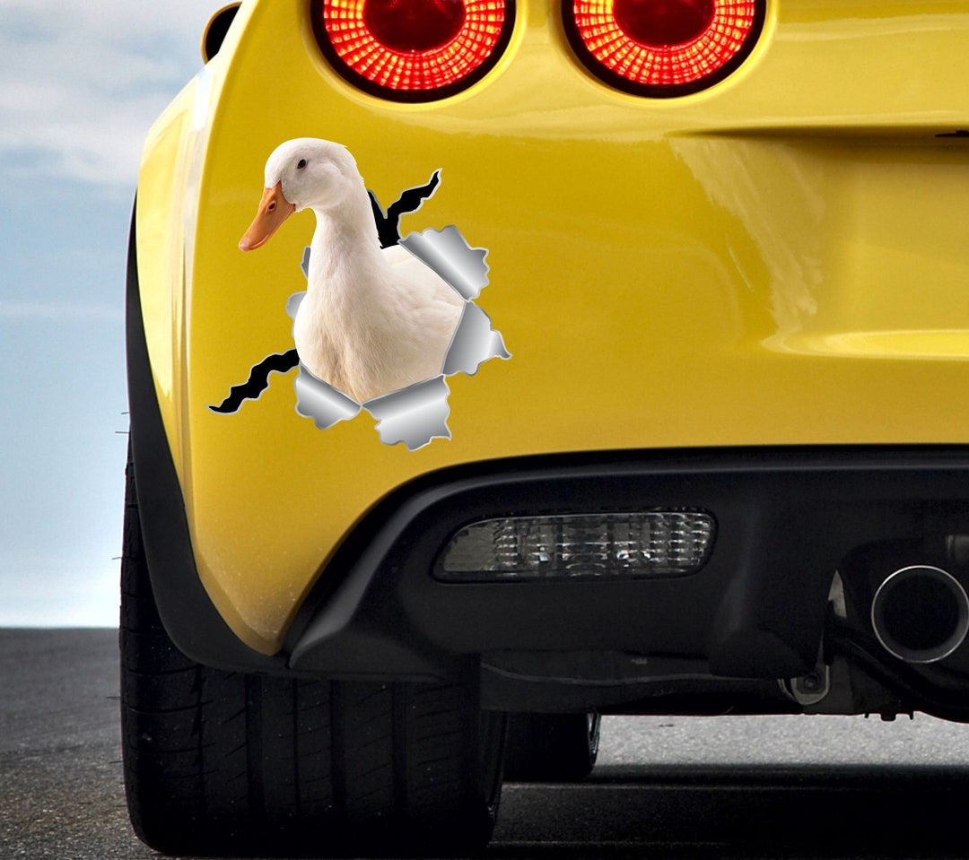 Donald Duck Waving Hi Car Window Decal - 5.5x4 Inch White Vinyl Sticker By Creative Concept Ideas