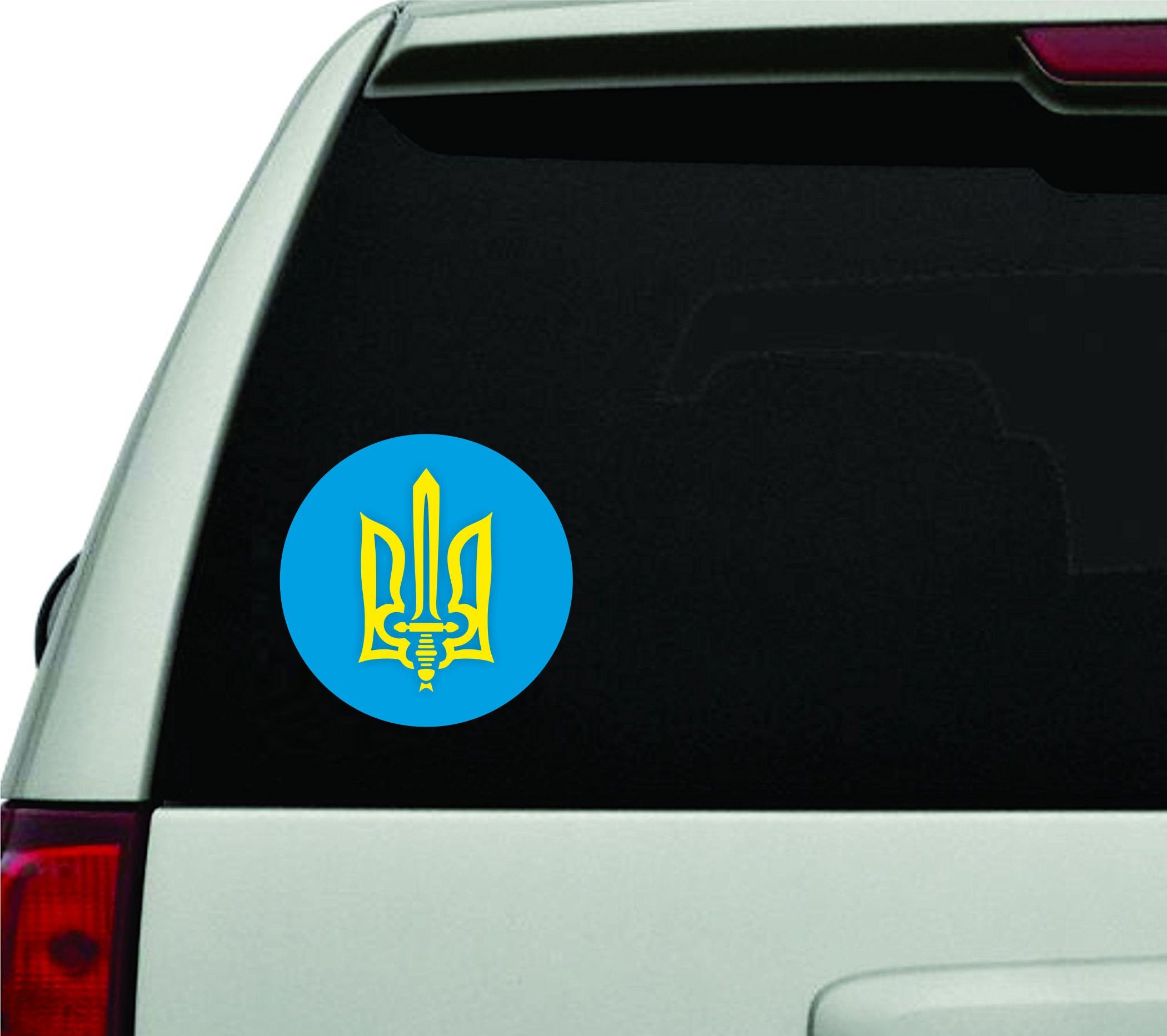 2 Adesivi Auto Bianchi Tridente Ucraino Tryzub - Decal In Vinile Resistente Alle Intemperie, Senza Sfondo - 4