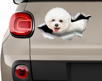 Bichon Frise Bichon frise car Sticker pet Decal Bichon frise Dog decal Car decal Funny decal 3D sticker Laptop sticker Car sticker 242
