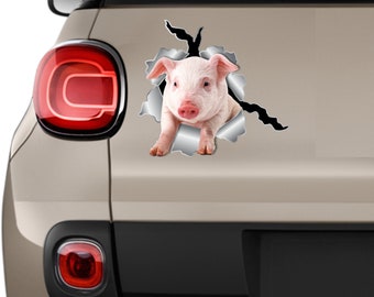 Car sticker Pig sticker Sticker car Bumper decal Pink pig sticker Cute pig Pig lover gifts Pet sticker Funny sticker Farm animal sticker 135