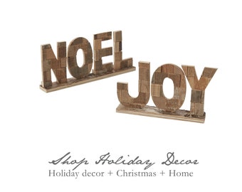 Joy or Noel wood block sign, Joy sign, Noel sign, Christmas decor, Mantle decor, Wood Christmas, tabletop decor