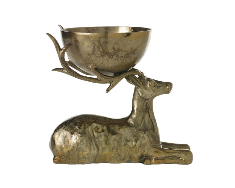 Deer Stag Bowl Deer Buck Bowl Large Brass Bowl Christmas Etsy