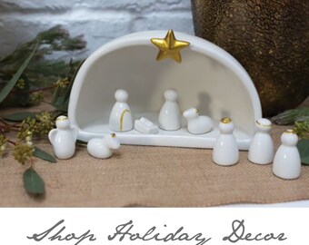 Ceramic nativity scene, Christmas nativity, Christmas decor, Christmas figurine, ceramic nativity set, white nativity, vintage nativity