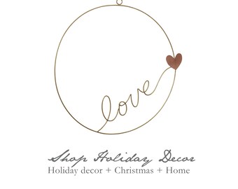 Love wall hanging, Valentine's gift, metal hoop rings, love wreath, Metal star, Gold star, ring wall hanging, home decor