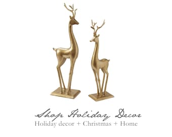 Deer statue, Christmas deer, holiday deer, deer decor, mantel decor, Christmas decor, deer centerpiece, Christmas centerpiece,