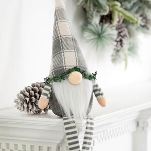 Gray Christmas Gnome With Myrtle Crown Gray Gnome Plush Christmas Gray Christmas Gnome With Myrtle Crown Gray Gnome Plush Christmas