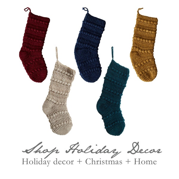 Wool knit stockings, Christmas stockings, white wool stocking, red wool stocking, green wool stocking, yellow wool stocking, wool stockings