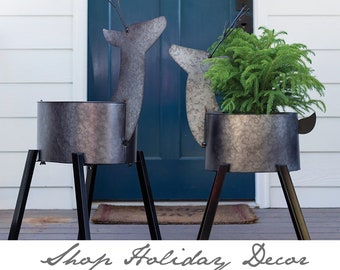 Deer stand, Christmas deer, holiday deer, deer decor, caribou planters, Christmas decor, deer planters, metal deer stand