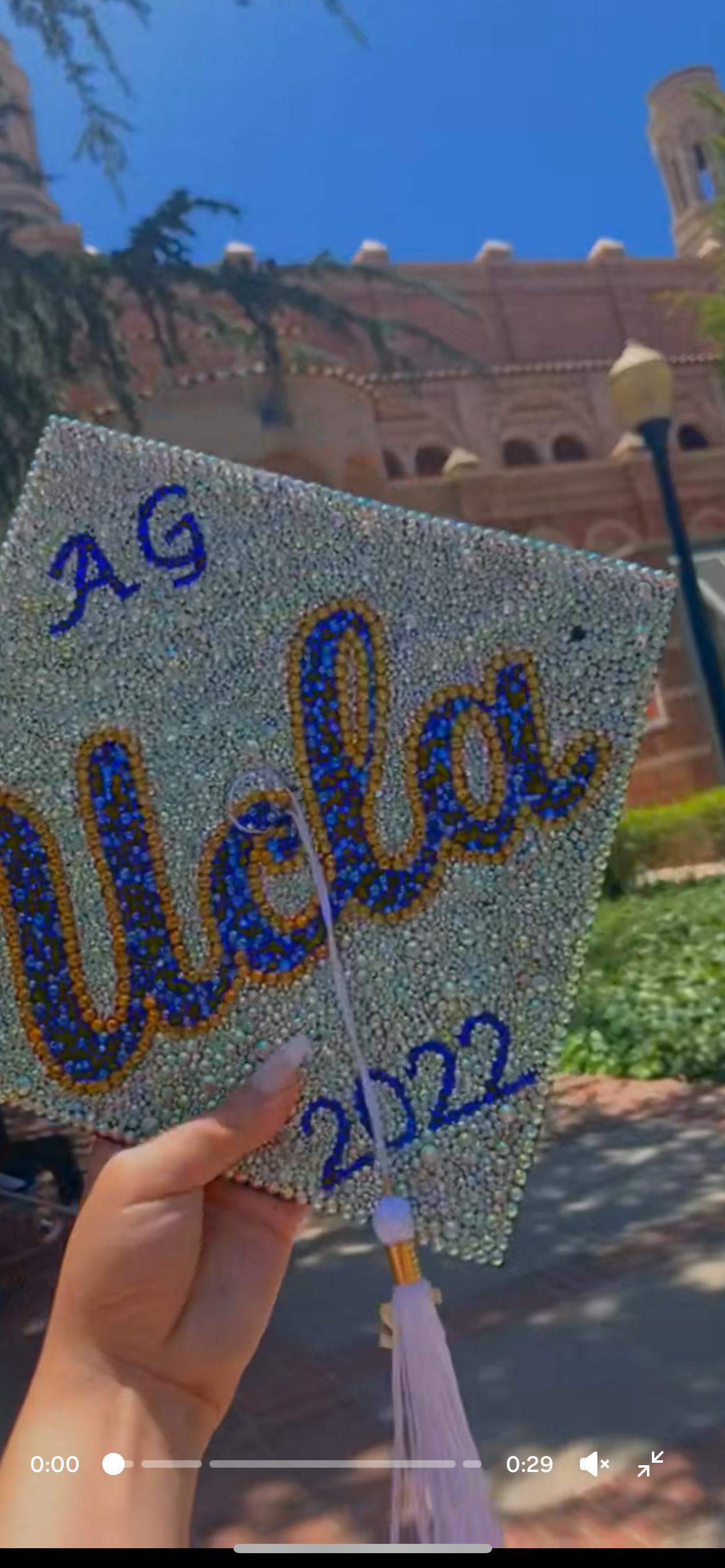 Custom College Logo Rhinestone Graduation Cap Topper | Bling Grad Cap ...