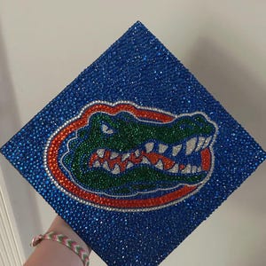 Custom College Logo Rhinestone Graduation Cap Topper | Bling Grad Cap ...