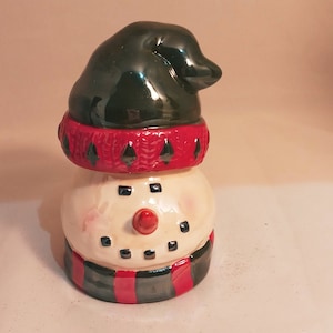 Shakers de Natal, saleiro e pimenteiro de boneco de neve de cerâmica, decoração de inverno para jantar