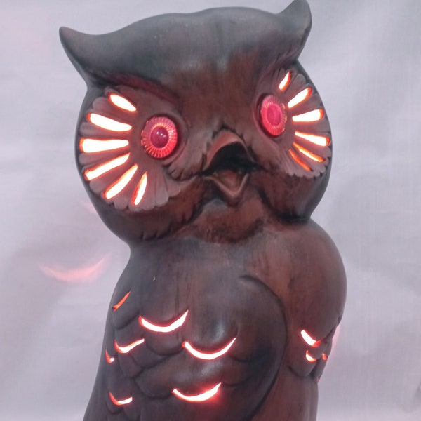 Mid Century large owl lamp, Home Decor, living, Ceramic, vintage, night light