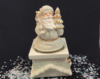 サンタの動くオルゴール、手作り、陶器、1985年、クリスマス