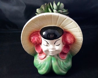 Fioriera tascabile da parete asiatica vintage Royal Copley degli anni &#39;40