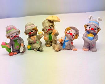 Vintage set of 13 Enesco Li'l Vagabond seasonal hobo clowns 1970's - 1990's collectables