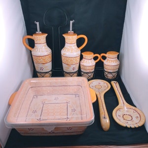 Bake ware and condiment bottles from Temp-tations Presentable ovenware