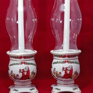Vintage Franklin Mint julljusstakar, "Night Before Christmas" porslinsset