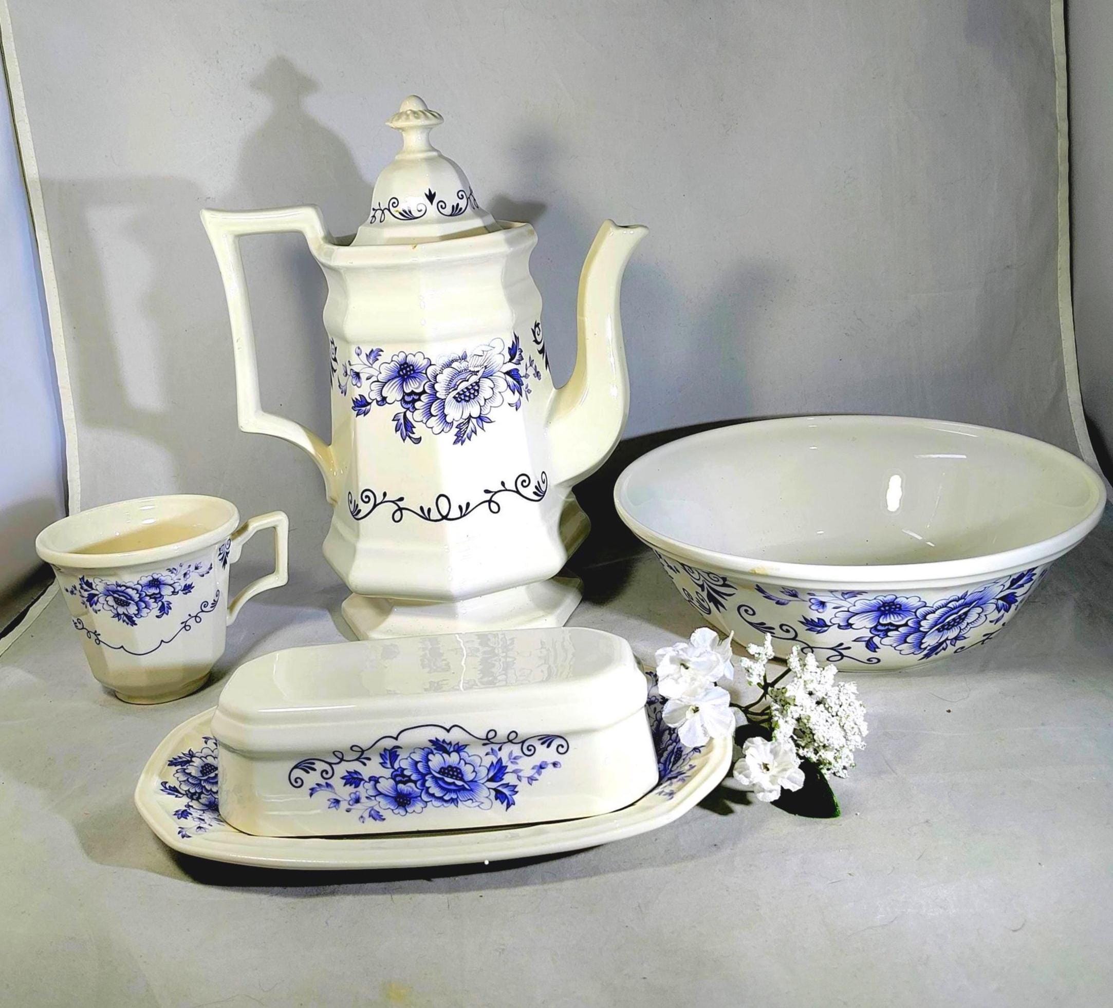 Iroquois China Henry Ford Museum Collection, Floral Cobalt Blue