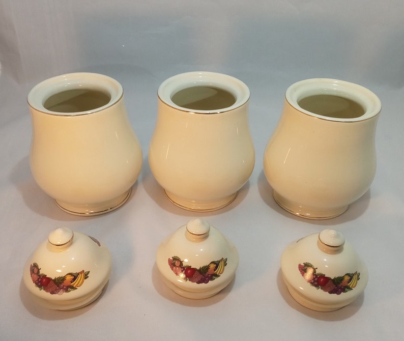 Vintage Canister Set With Gold Trim, Kitchen Decor, Home & Living, Etsy