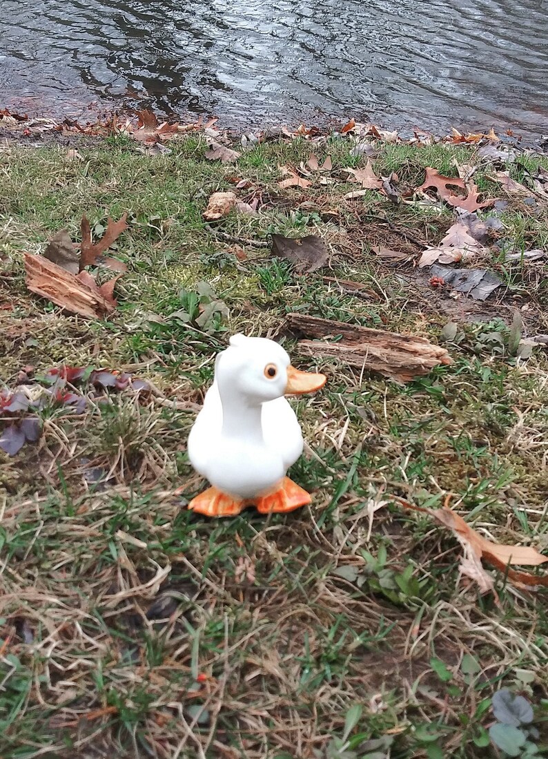 Lefton Easter Duck figurine white ceramic collectible | Etsy