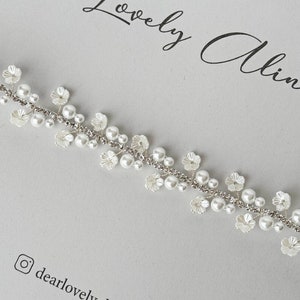 Crystal Pearl Flower Little Girl Headband, baby head piece, Rhinestone Head Piece, Baptism Head band, Infant Special Floral Crown Headbands