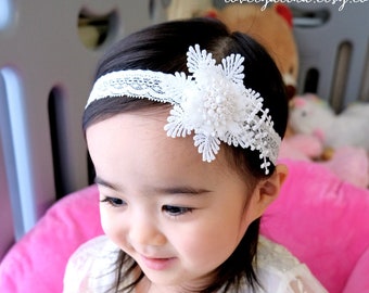 baby lace headbands/hair garlands white/ pink/red/gold christening,flowergirl 