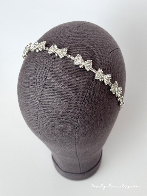 MINI BOWS BIRTHDAY Toddler Headband, Silver Rhinestone  display picture 1
