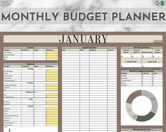 2021 Monthly Budget Planner with Annual Summary | Microsoft Excel + Google Sheets Format | Digital | Editable | Printable | Mobile