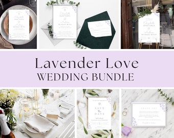 Lavender Wedding Invitation Suite, Editable Stationery Bundle (TEMPLETT)