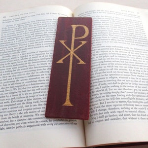 Segnalibro in legno Impero bizantino - Segnalibro Impero Romano d&#39;Oriente, simbolo chi ro, arte medievale, segnalibri dipinti a mano, romano - 100% fatto a mano