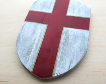 Grafika ścienna z tarczą templariuszy - rycerze templariusze, drewniana flaga templariuszy, drewniana tarcza, Zakon Chrystusa, Jerozolima - 100% ręcznie robione