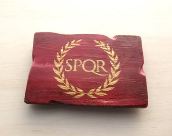 SPQR roman standard wall art - roman empire, wood roman flag, banniere empire romain, wooden spqr, roman quote, roman banner - 100% handmade