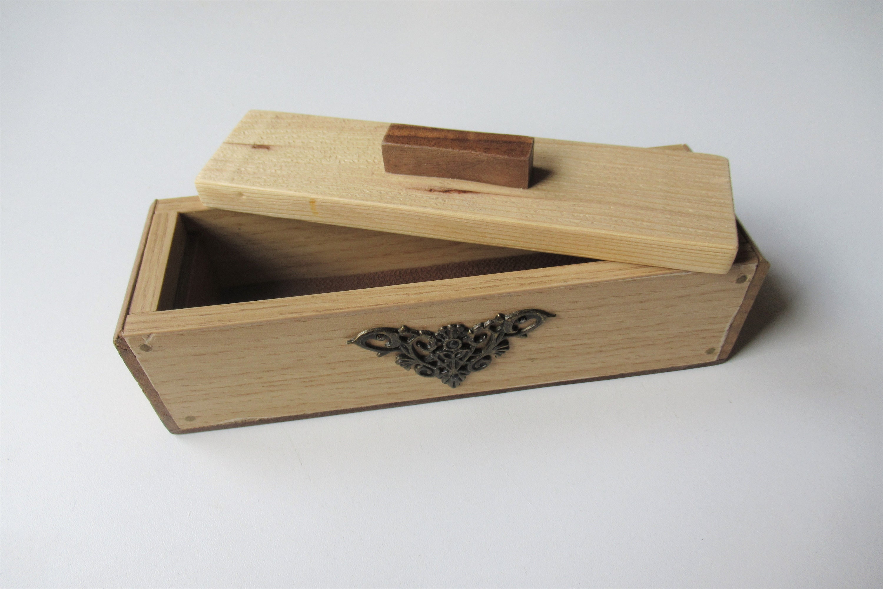 Wooden jewelry box made of walnut pine oak and plywood Etsy