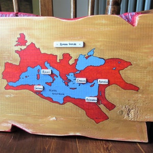 Römisches Reich - handgemalt auf Holz - Karte des Römischen Reiches, Karte des Römischen Reiches, Mare Nostrum, Karte des Römischen Reiches - 100% handgefertigt