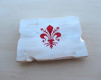 Florence flag wall art - firenze, giglio of florence, republic of florence, red iris, iris florentina, italian wall art - 100% handmade