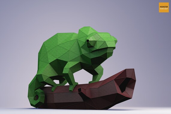 Chameleon Digital Template Chameleon Pdf Paper Craft Etsy