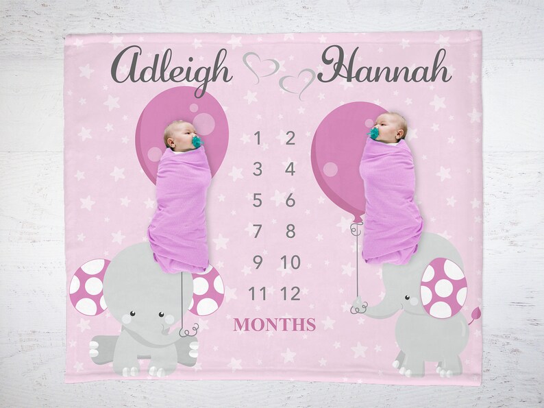 Twins Milestone Blanket Twins Baby Blanket Twin Girls Gift Etsy