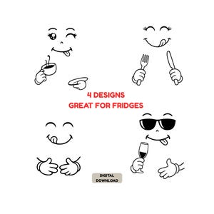 Funny Faces koelkastmagneet SVG PNG JPG-clipart (digitale download)