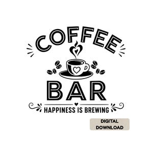 Utskrivbar skylt för kaffebar, dekoration för kaffestation, väggkonst för kök, bondgårdsinspirerad kaffebar, digital nedladdning