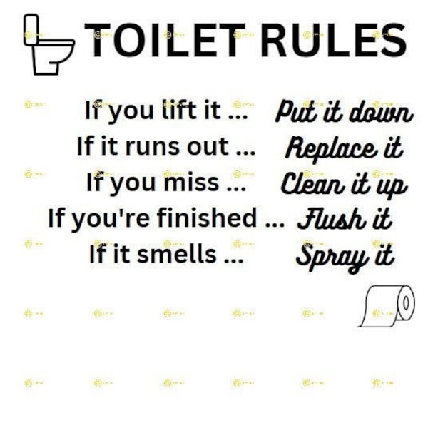 Toilet Rules Digital Image SVG PNG JPG Download print cut sublimate Put on Bathroom Sign House Home Funny images Bathroom Washroom stickers